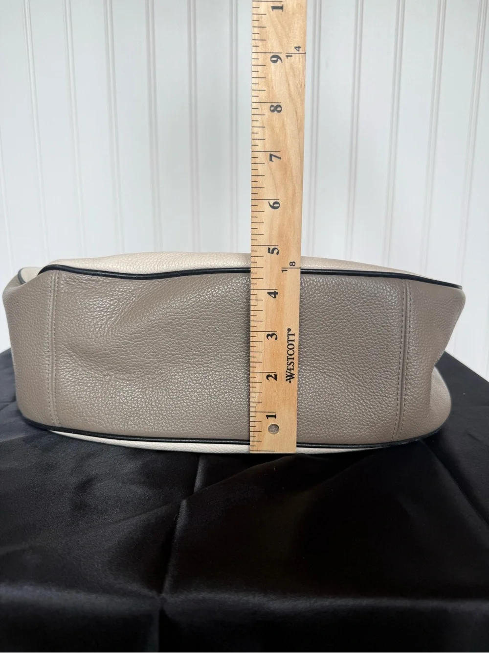Coach Cream & Tan Pebbled Leather Hobo with Black Trim